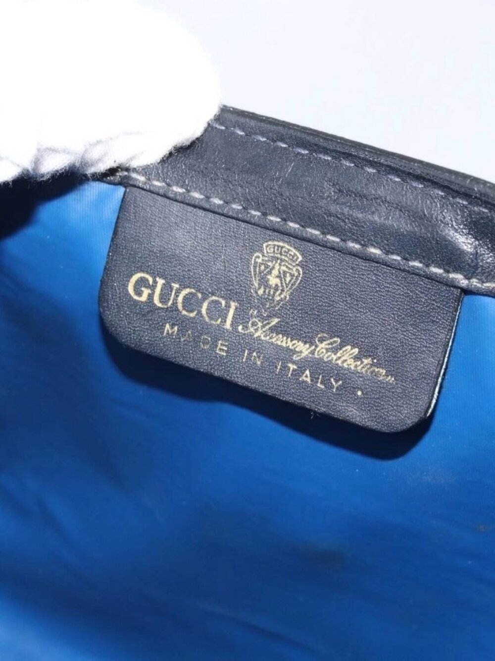 GUCCI GG Supreme Sherry Line Clutch Bag PVC Navy Gold 3 - Picture 15 of 16